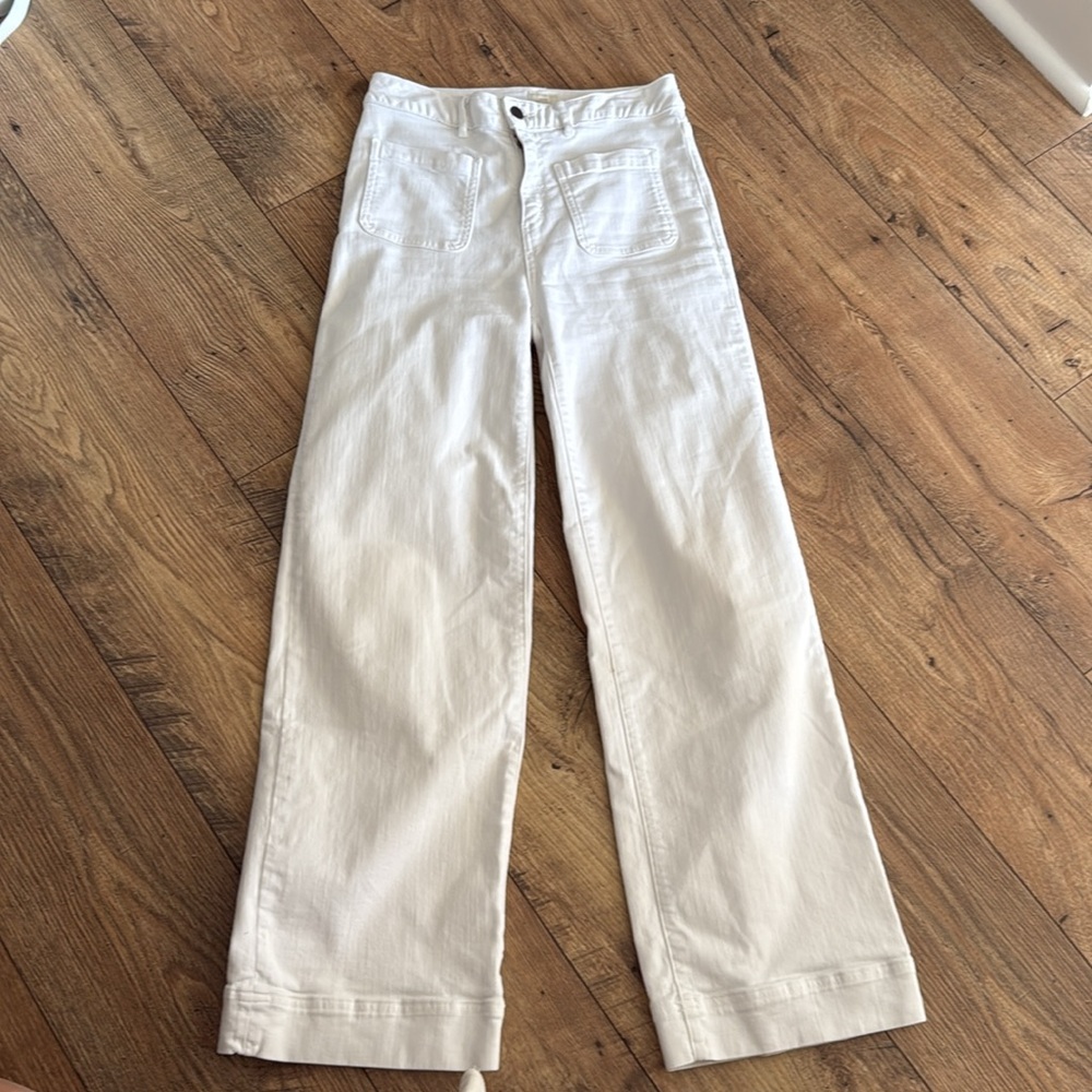 Ann Mashburn Coco Patch Pocket Jean White Stretch Denim Size 26 - Picture 7 of 10